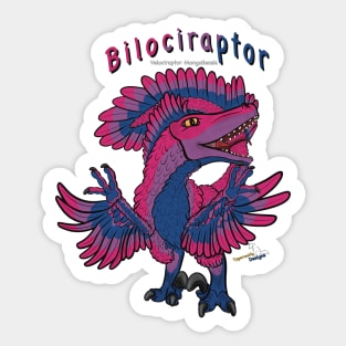 Bilociraptor - Text (Feathered) (Bisexual Pride) Sticker